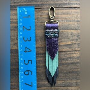 Purple and Teal Leather Tassel
